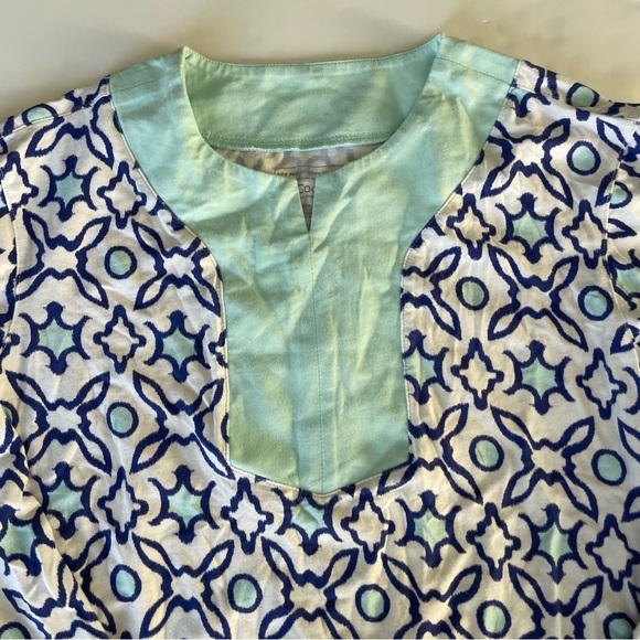 Coolibar UV Protection 3/4 Sleeve Tunic Top White Blue 50+ UPF Women Size Large - Picture 2 of 10